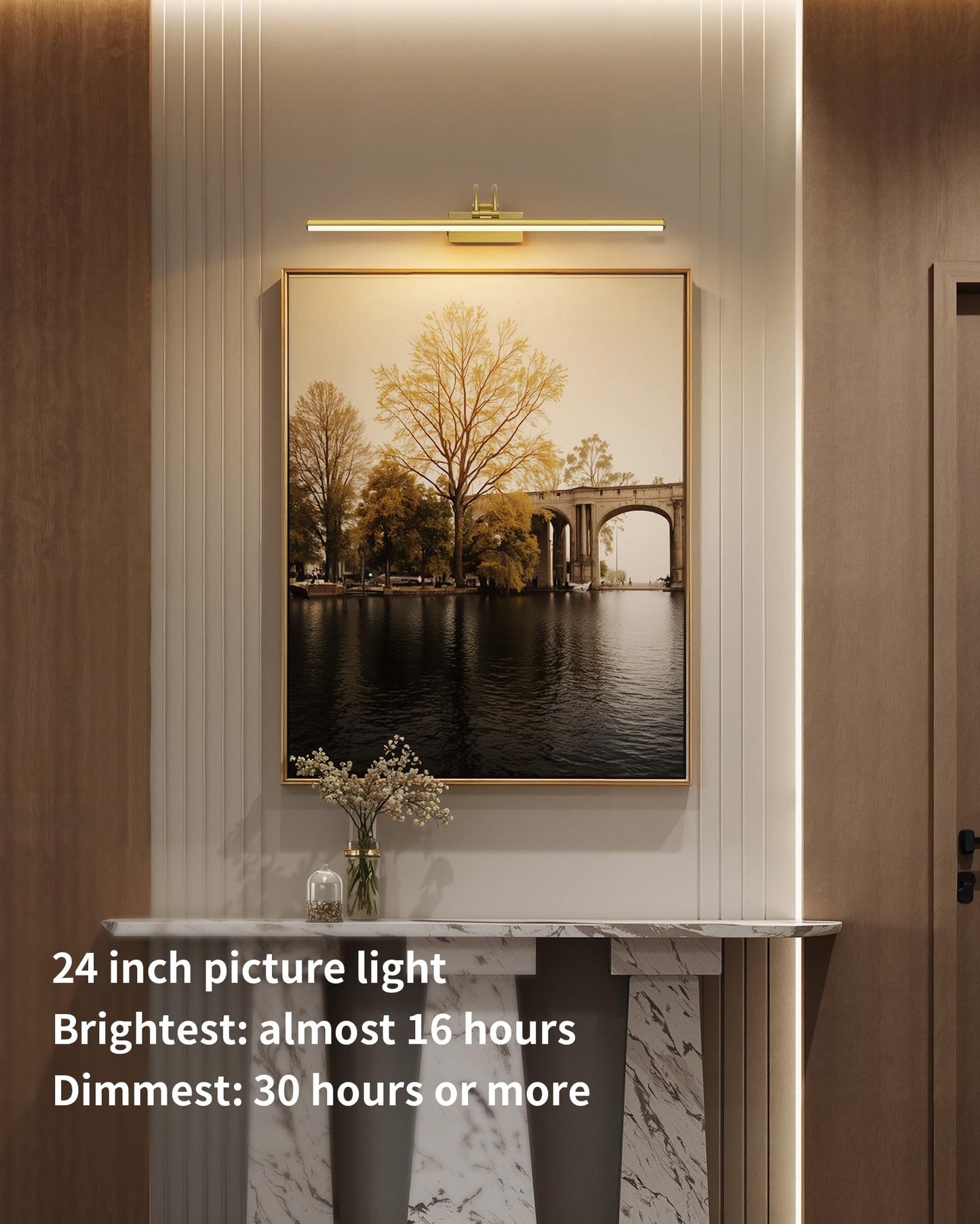 **KDG 24” LED Cordless Picture Light with Remote, 7000mAh Rechargeable Dimmable Art Light, Adjustable Swing Arm, Bronze**