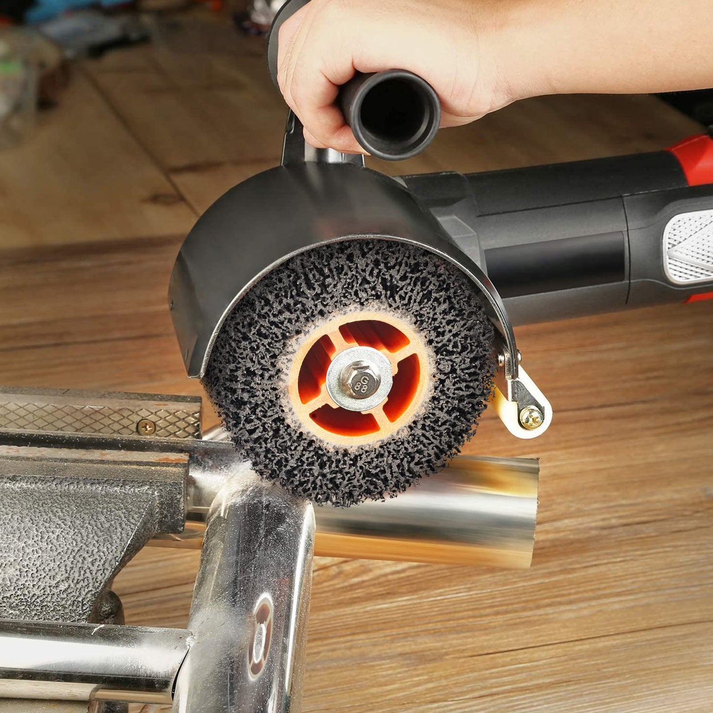 RENOTEC 4" Black Flap Wheels 110x100mm, 40 Grit, Strip Drum for Rust, Paint, Enamel, Oxidation Removal & Polishing