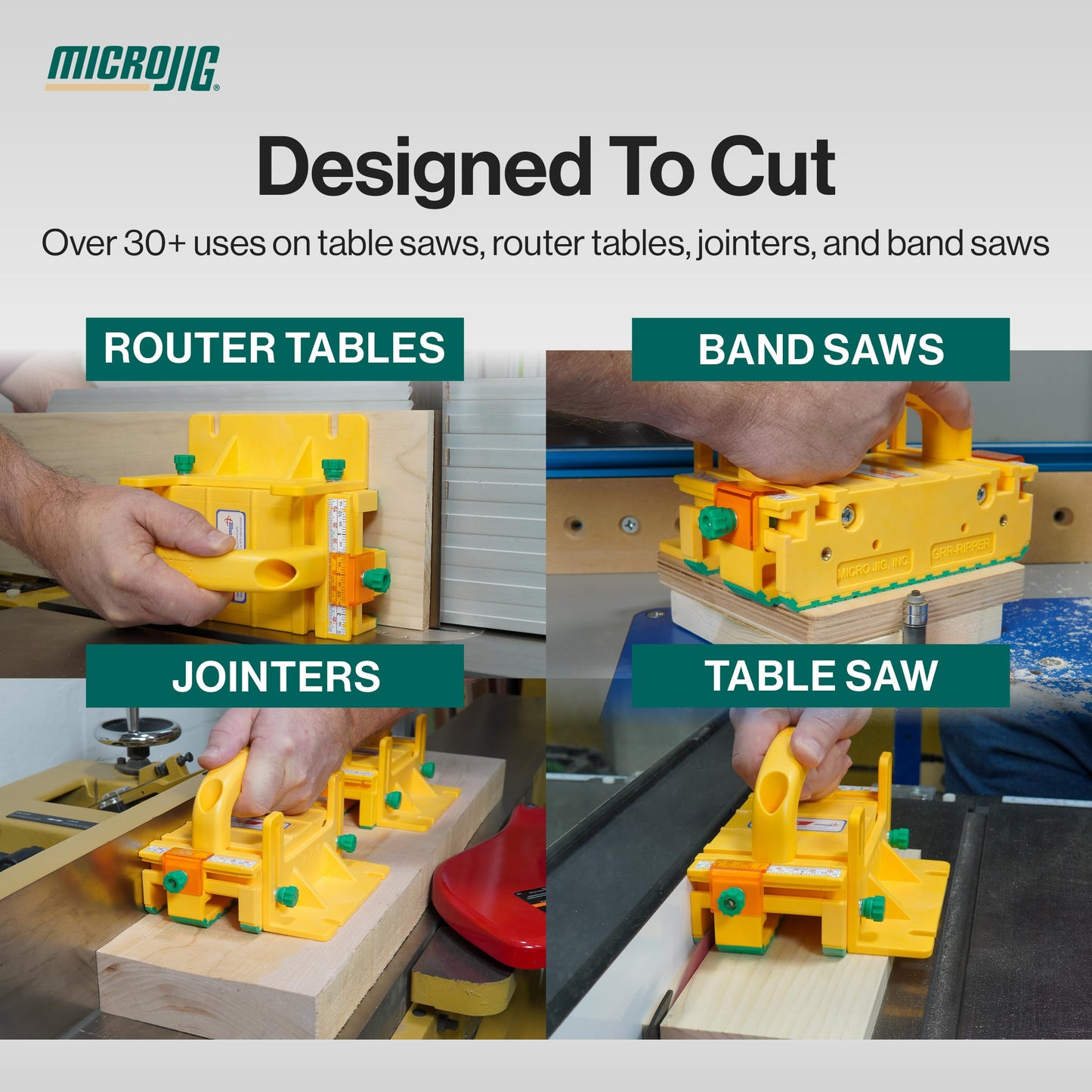 GRR-RIPPER+ by Microjig with SafeRip Kit, Fully Adjustable 3D Push Block for Table Saws, Router Tables, Band Saws & Jointers