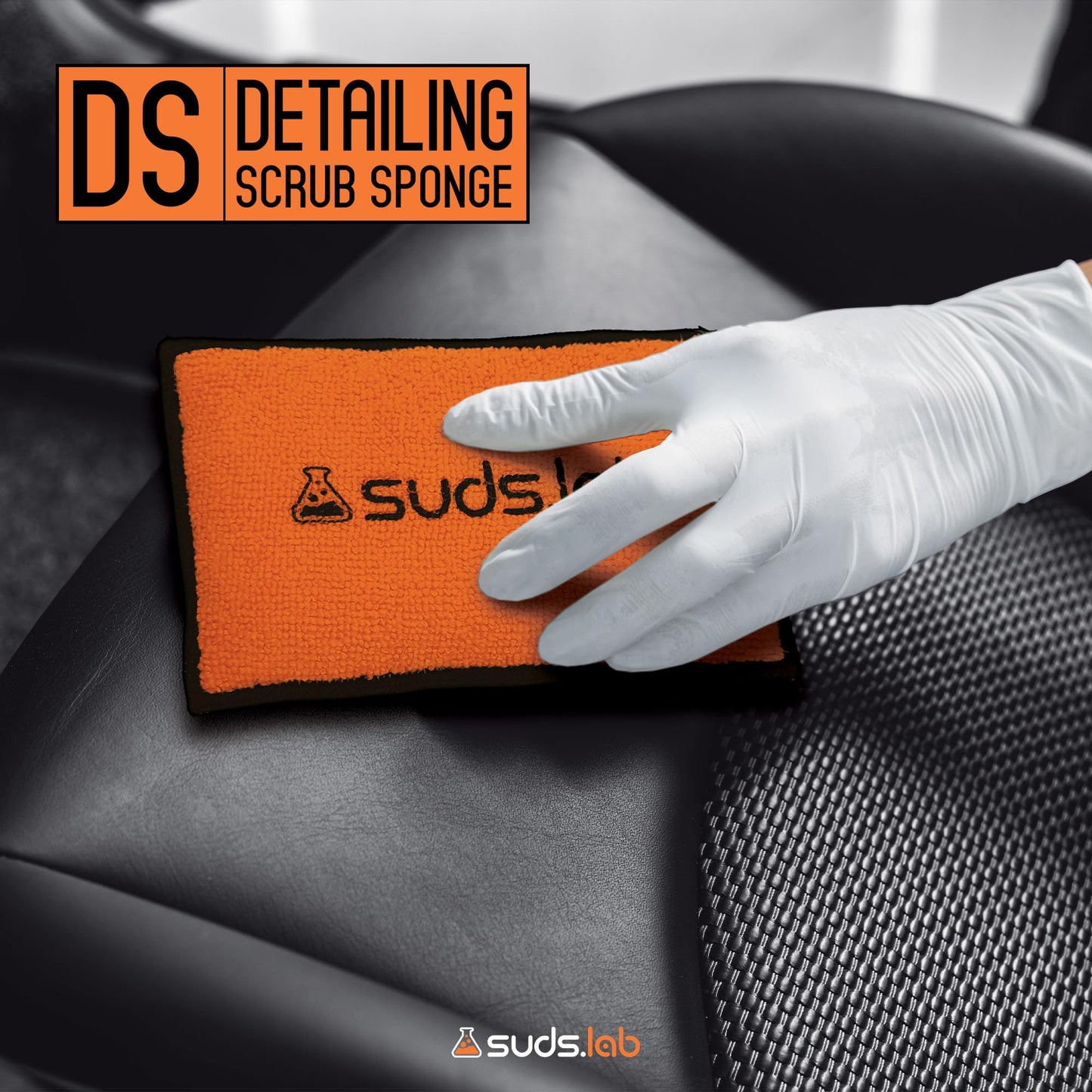 Suds Lab DS Microfiber Detailing Scrub Pads 3-Pack for Car Interior - Safe on Leather, Vinyl, Plastic, Cleaning & Detailing