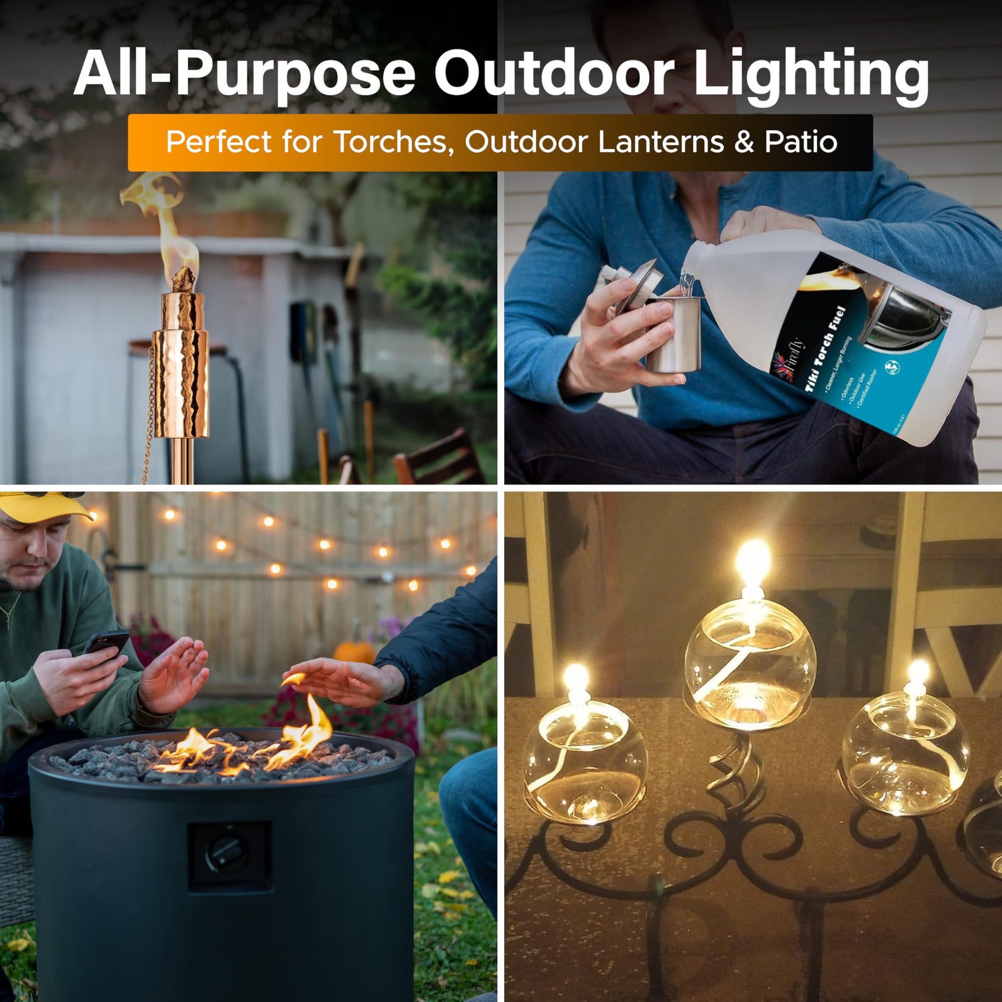 Firefly Fuel Tiki Torch Oil – Clean-Burning, Low Smoke, Citronella Formula, Long-Lasting Outdoor Lamp Fuel, 1 Gallon