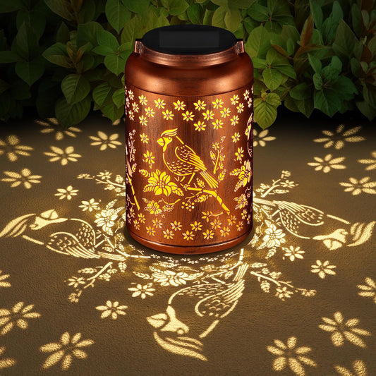 Cardinal Solar Lanterns Outdoor Waterproof Garden Decor, Hanging LED Metal Lanterns, Christmas & Birthday Gifts for Women, Mom, Grandma