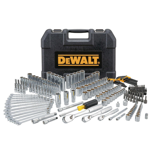 DEWALT 247-Piece Mechanic Tool Set, 1/4, 3/8 & 1/2 in. Drive, SAE Sockets, Ratchets, Wrenches & Hex Keys, Polished Chrome (DWMT81535)