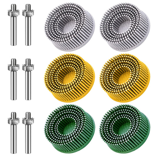 6 Pack 2 Inch Bristle Disc Grit 50# 80# 120# with 1/4" Shank Attachment Abrasive Coating Removal Disc for Metal (6, 2 inch)