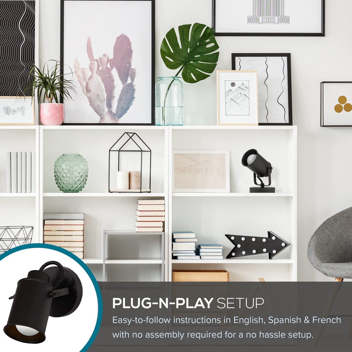 Catalina Lighting Modern Multipurpose Spotlight Desk or Wall Mount Accent Lamp, 6", Dark Bronze, Set of 2