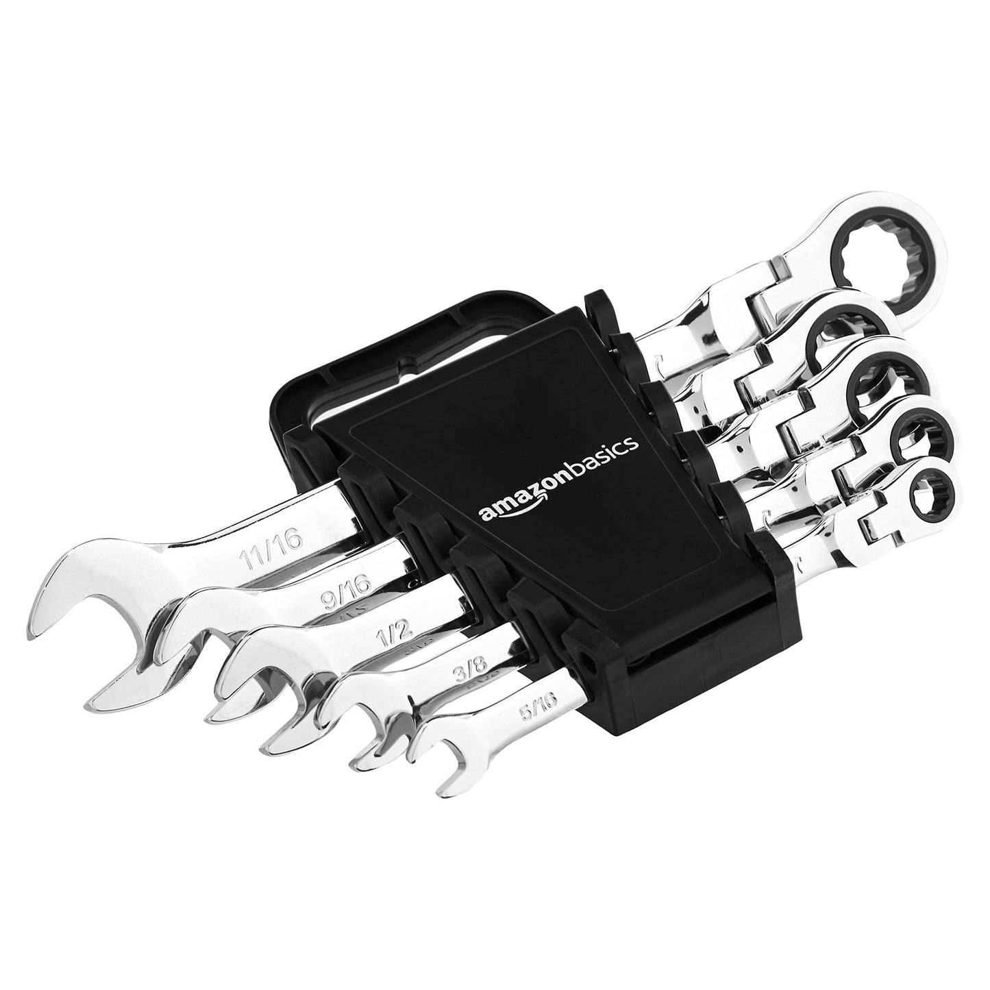 Amazon Basics Ratchet Wrenches Set, Flexible SAE Flex Head, 5-Piece