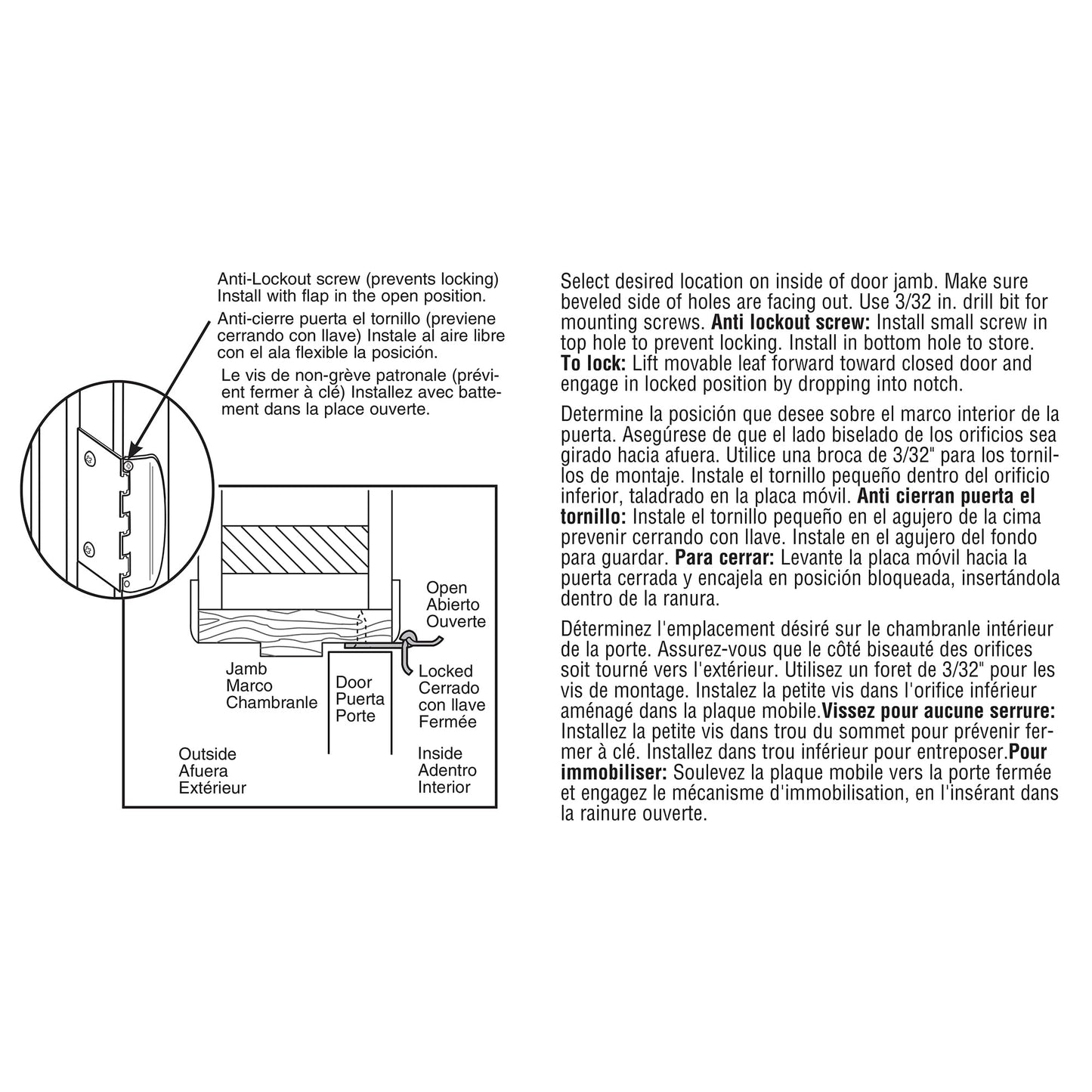 Prime-Line U 9873 Flip Action Door Lock – Reversible Antique Brass Privacy Lock with Anti-Lock Out Screw for Child Safe Mode, 2-3/4” (Single Pack)
