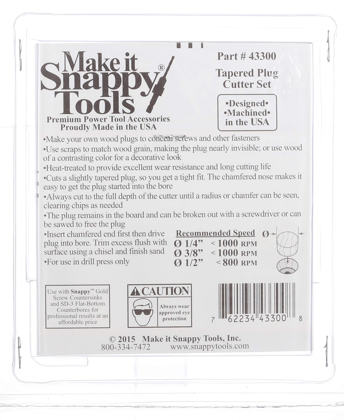 Make it Snappy Tools 3 Piece Tapered Plug Cutter Set