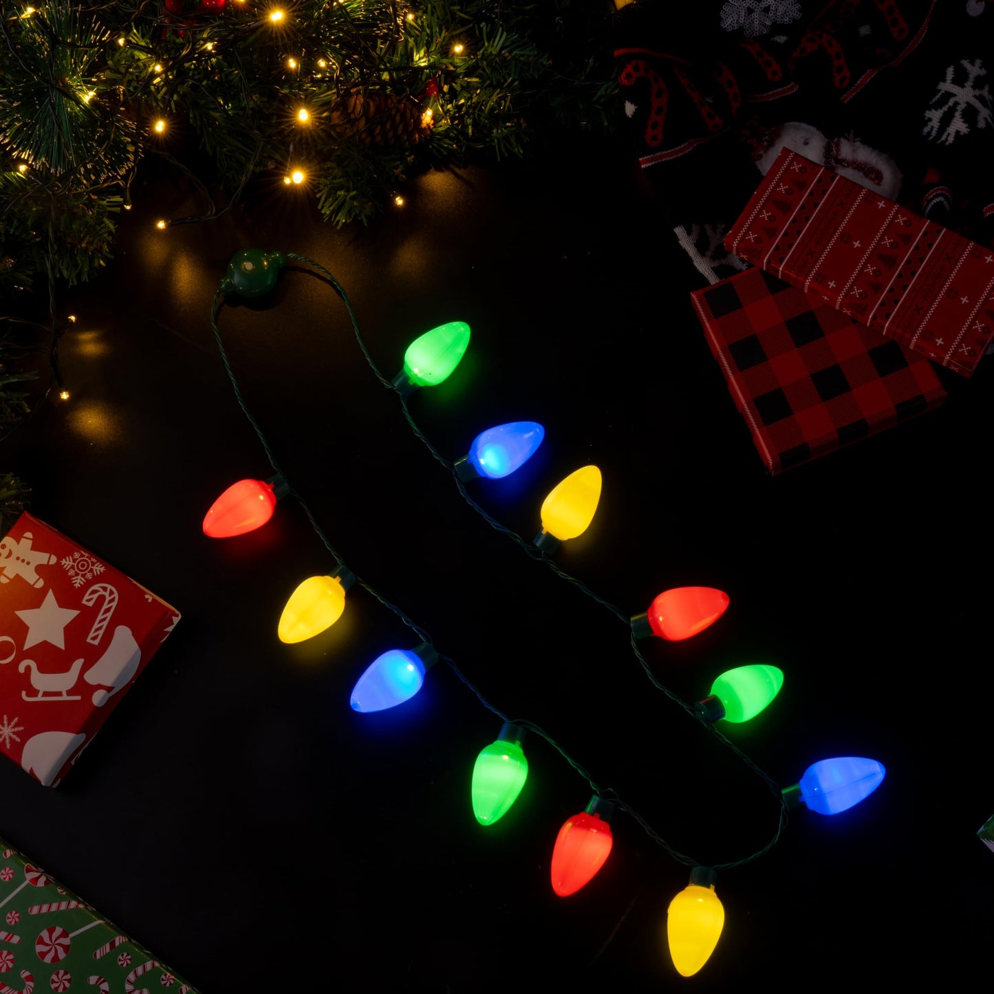 JOYIN 3 PCS Christmas Necklace 12 LED Bulbs LED Light Up Bulb Necklace Christmas Holiday Accessories Party Favors