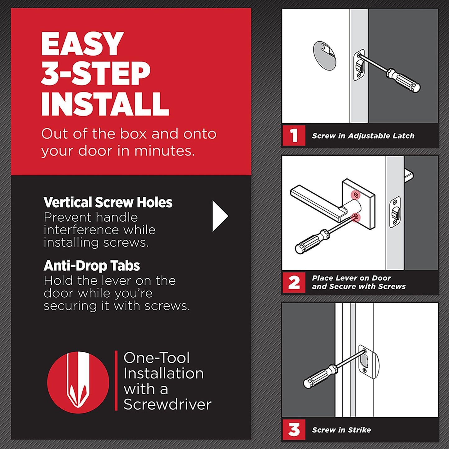 Kwikset Milan Interior Privacy Door Handle with Lock, Door Lever For Bathroom and Bedroom, Matte Black Reversible Keyless Push Button Lock Door Lever