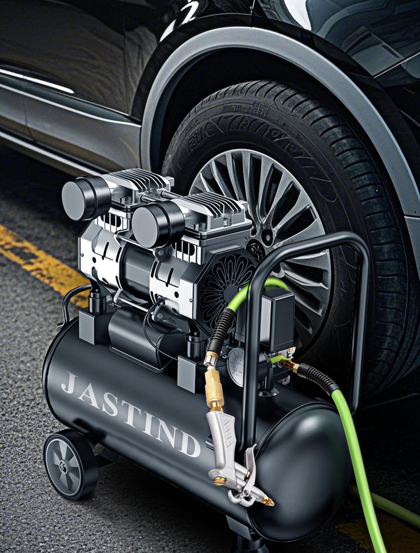 JASTIND Industrial Air Blow Gun with Brass Adjustable Nozzle & 2 Steel Extensions, Pneumatic Compressor Tool for Dust Cleaning