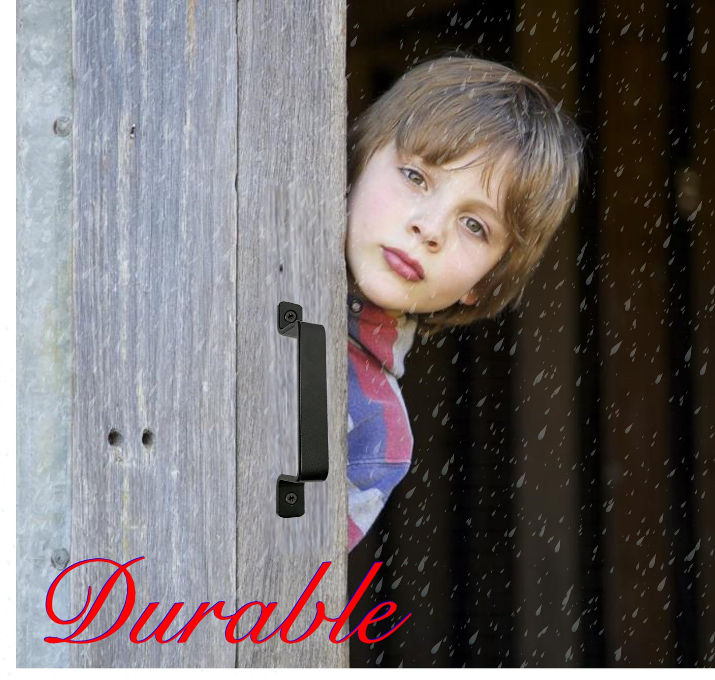 QUALIALL Premium Barn Door Handles Black,7.4 inch,2 Packs,Heavy Duty Rustic Metal Pulls for Sliding, Garage,Shed, Gate, Closet, Drawer, Indoor/Outdoor