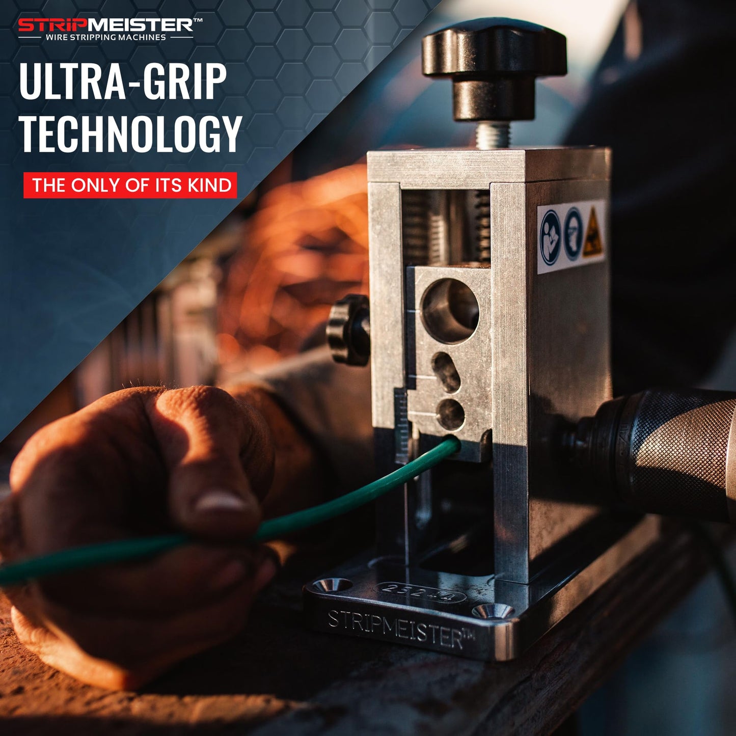 StripMeister Drill-Powered Wire Stripper – Portable, Jam-Free, Handles Up to ¾" Copper Wire, Fast, Safe & Efficient