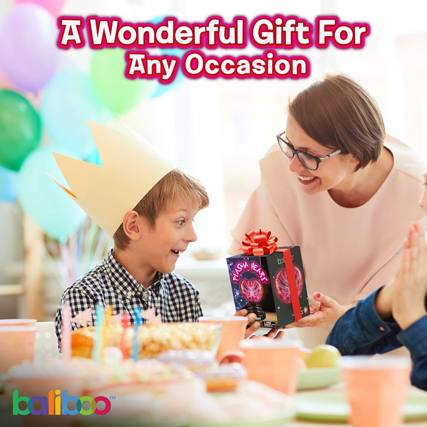 BALIBOO 4" Heart Plasma Lamp – Touch-Activated Lightning Globe, USB & Battery Powered, Interactive Science Ball, Valentine's Gift