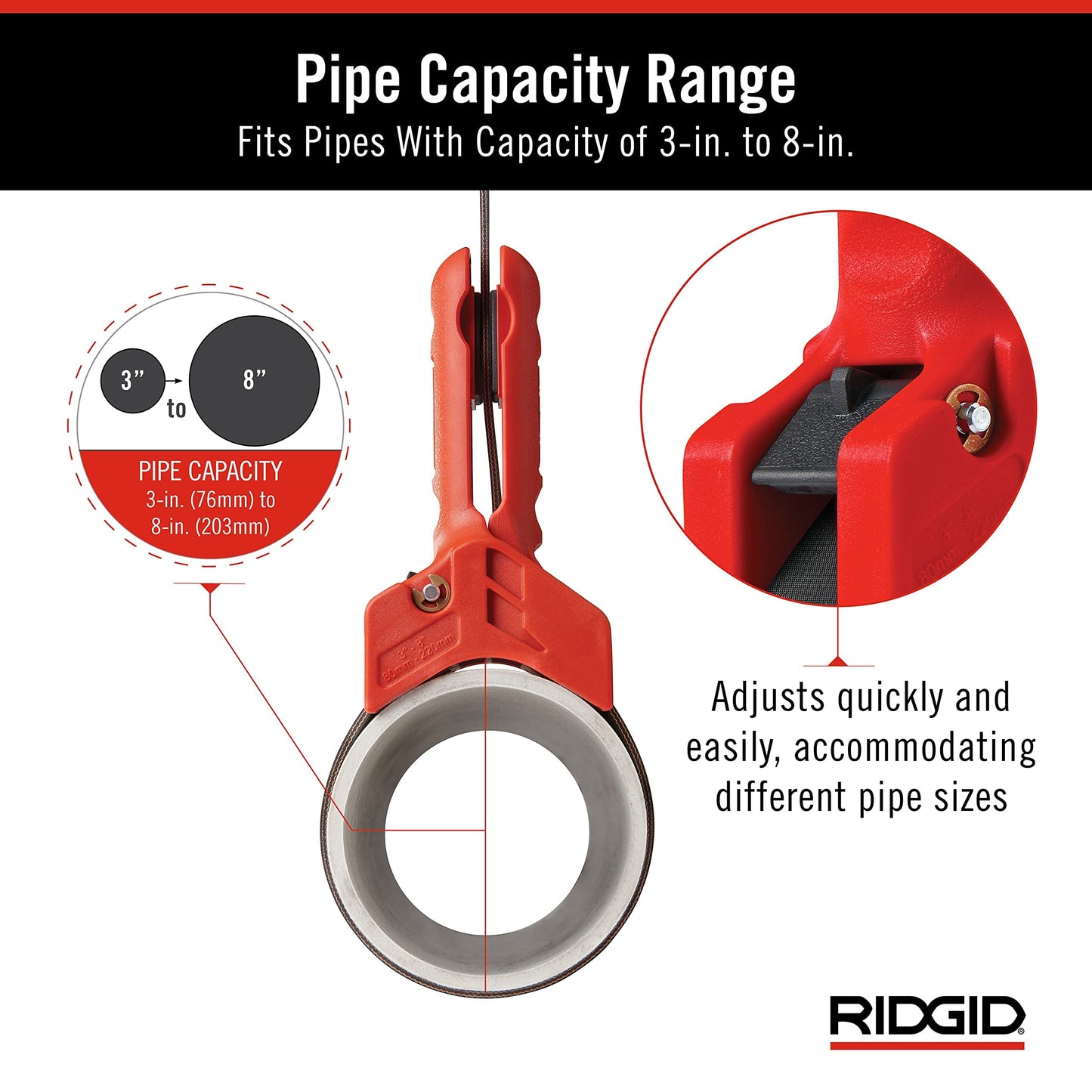RIDGID 42478 STRAPLOCK Pipe Handle 7" Strap Wrench, Red