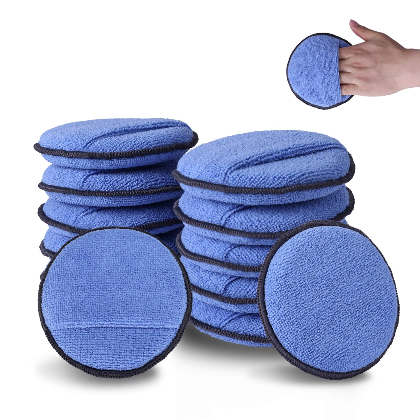 WORKPRO 12-Pack Car Wax Applicator Pads with Finger Pocket, Microfiber Foam Polishing Pads for Car Detailing & Cleaning, Lint-Free