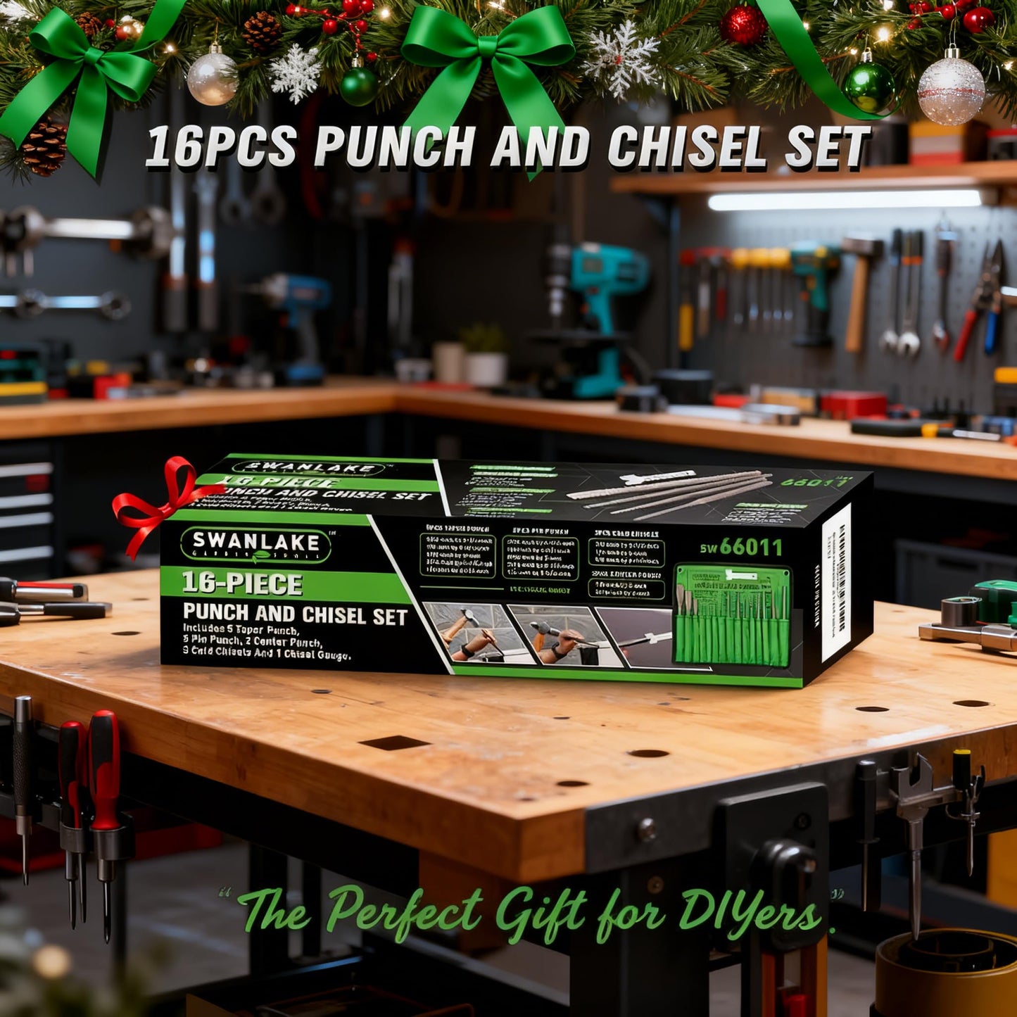 16-Piece Precision Punch & Chisel Set - Taper Punch, Pin Center Punch, Cold Chisels & Gauge for Versatile Applications