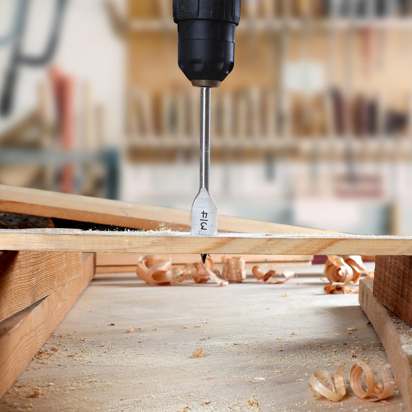 WORKPRO 13-Piece Spade Drill Bit Set in SAE, Paddle Flat Bits for Woodworking, Nylon Storage Pouch Included