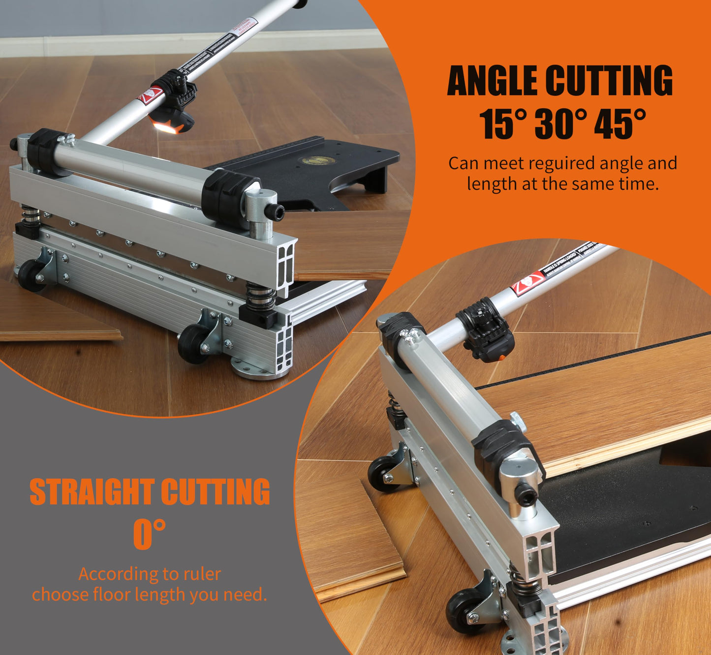 13" Laminate & Vinyl Floor Cutter with Wheels – Easy Angle & Length Cuts, Flooring Tool for LVP, LVT, SPC, WPC, VCT, HSS Blade & LED