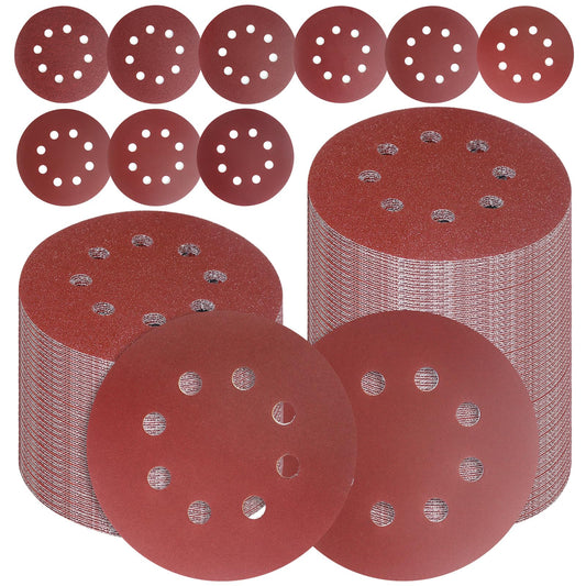 Tibaebe 155PCS 5" 8-Hole Sanding Discs Set, Hook & Loop Sandpaper for Random Orbital Sander, 40-600 Grit Variety