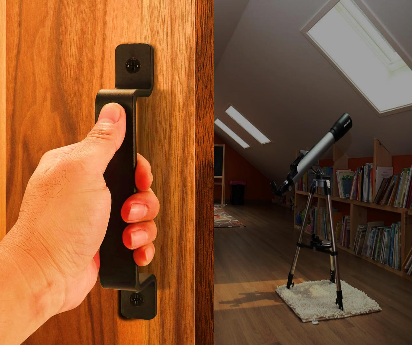 QUALIALL Premium Barn Door Handles Black,7.4 inch,2 Packs,Heavy Duty Rustic Metal Pulls for Sliding, Garage,Shed, Gate, Closet, Drawer, Indoor/Outdoor