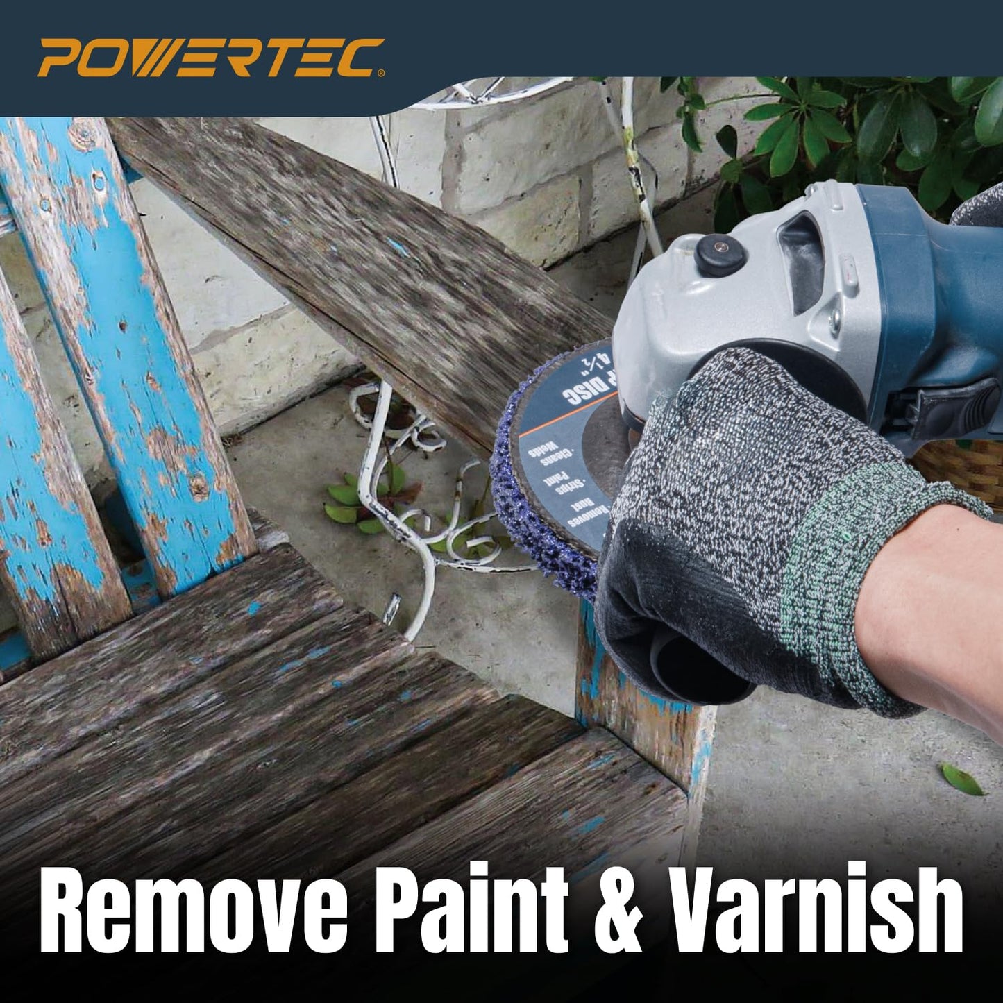 POWERTEC 4-1/2" Strip Discs 6-Pack, 7/8" Arbor Angle Grinder Wheel for Paint, Rust, Oxidation Removal on Metal & Wood (11103)