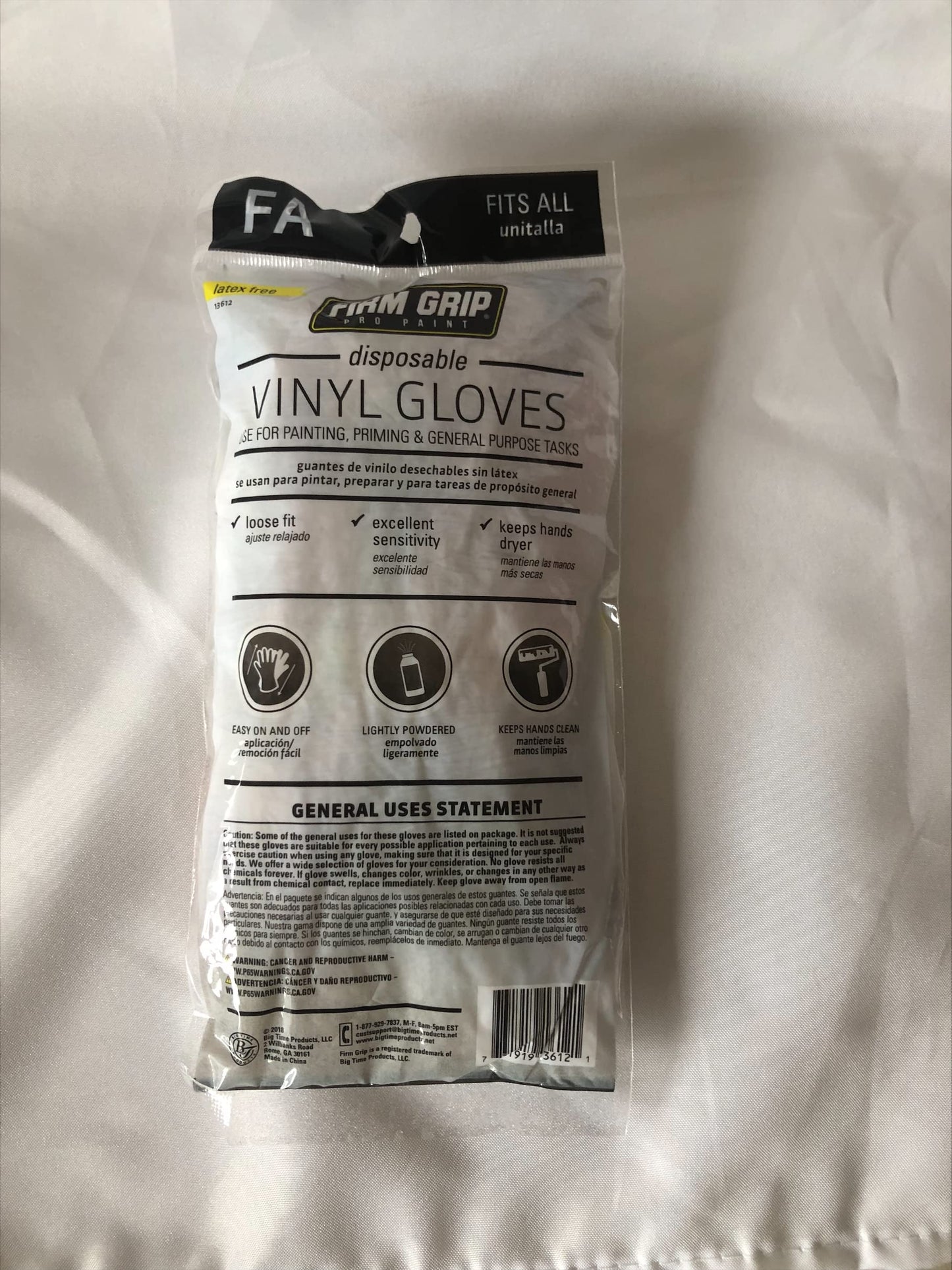 12 CT Firm Grip Vinyl Gloves