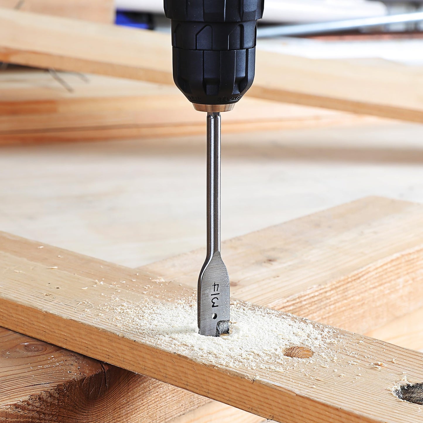 WORKPRO 13-Piece Spade Drill Bit Set in SAE, Paddle Flat Bits for Woodworking, Nylon Storage Pouch Included