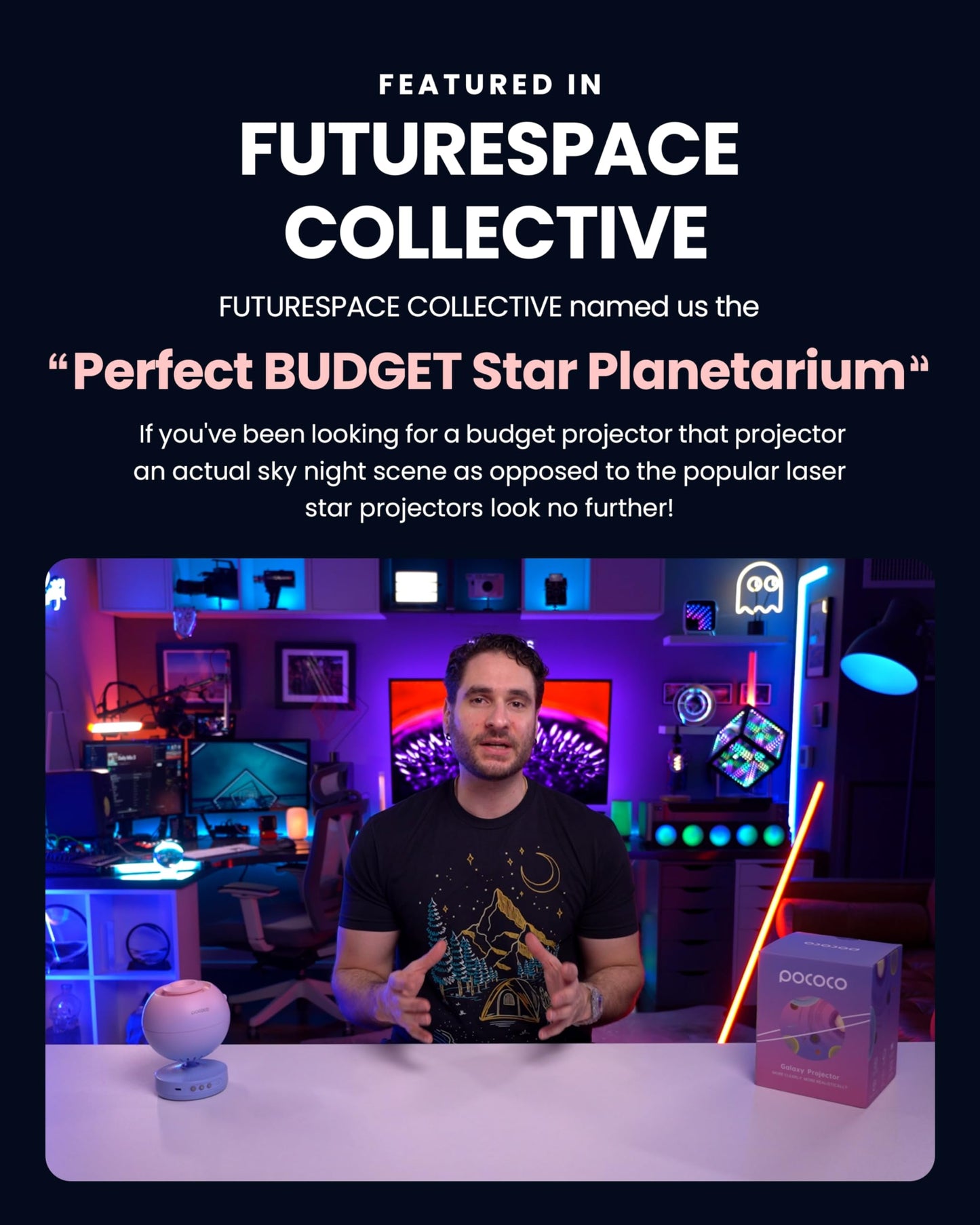 POCOCO Galaxy Star Projector for Bedroom – Home Planetarium Night Light with Replaceable Discs, HD Soft Light for Relax, Study & Stress Relief Gifts