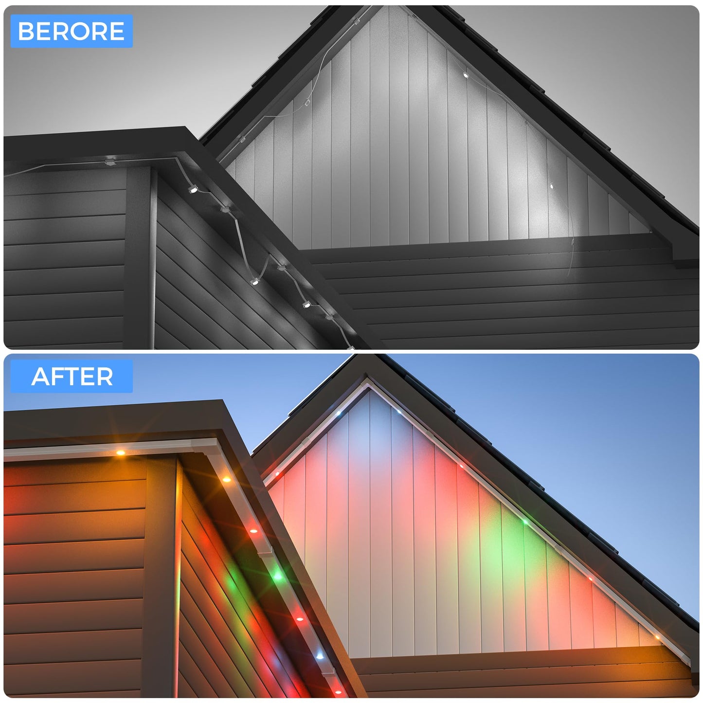 Wellvow Track-Mount Kit for Govee Permanent Outdoor Lights (H705B-F) – Durable LED Light Bar Track, Easy Install, 98ft Total