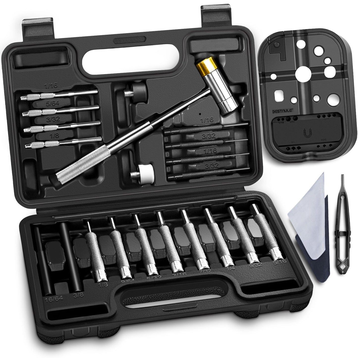 BESTNULE Punch & Pin Punch Set with Hammer, Bench Block & Organizer Box – High-Quality Metal Mechanical Repair Tool Kit