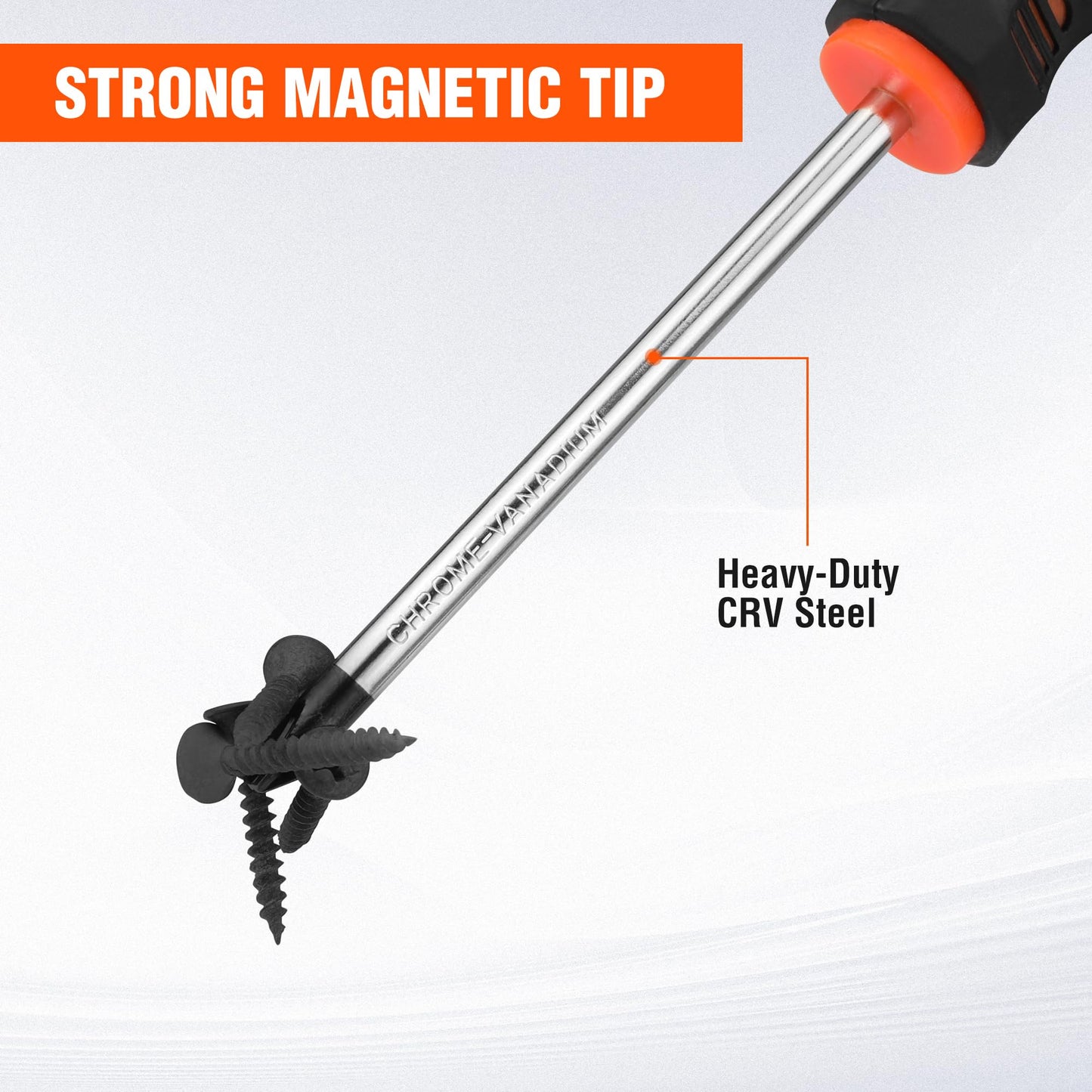 ValueMax 6-Piece Magnetic Screwdriver Set, 3 Phillips and 3 Flat Tip Screwdrivers, Non-slip Handle Screw Driver Set Kit