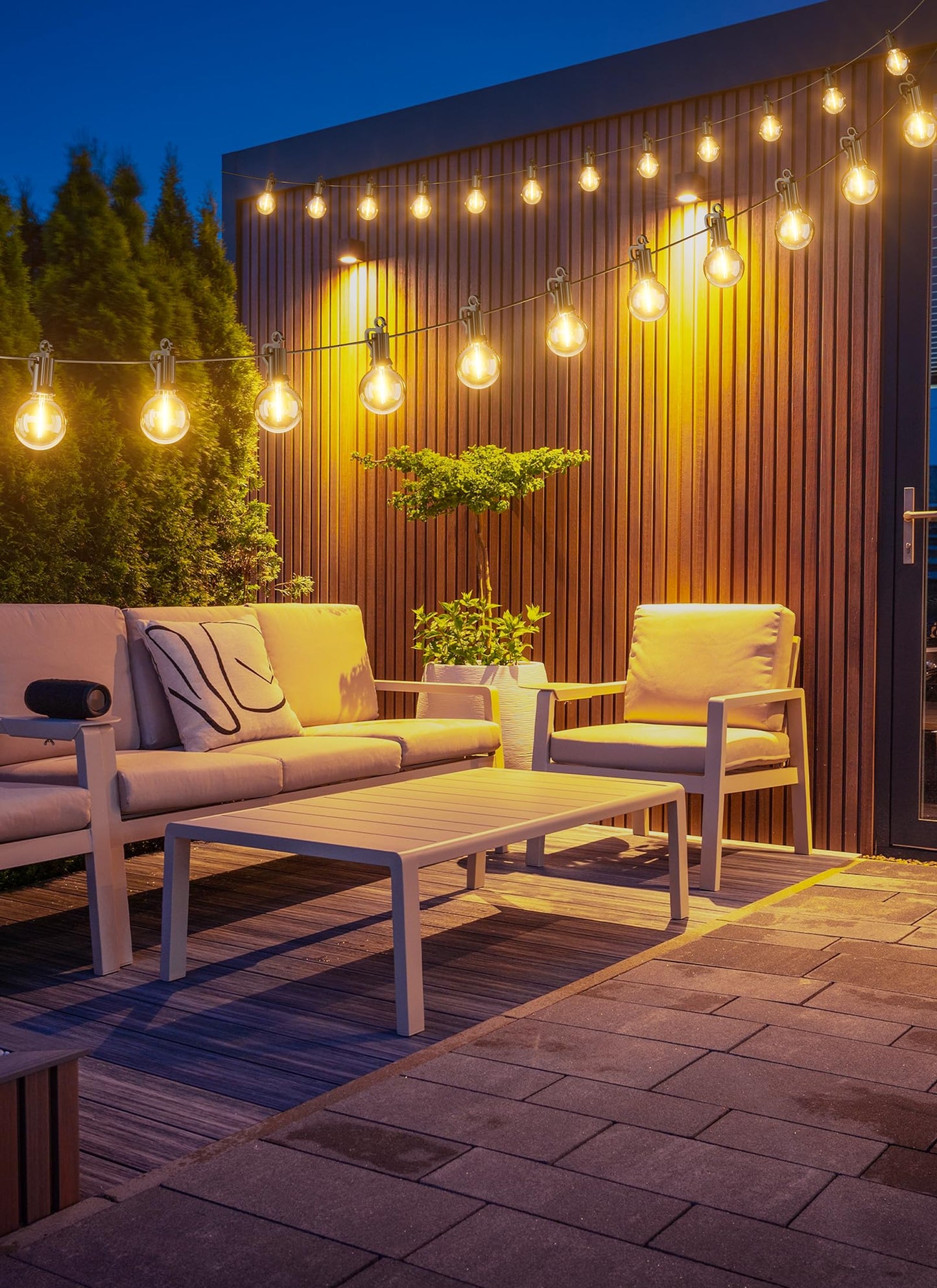 25ft Outdoor G40 LED String Lights, 13+1 Edison Bulbs, Waterproof, Plug-In, Connectable Patio, Backyard, Porch, Balcony Decor