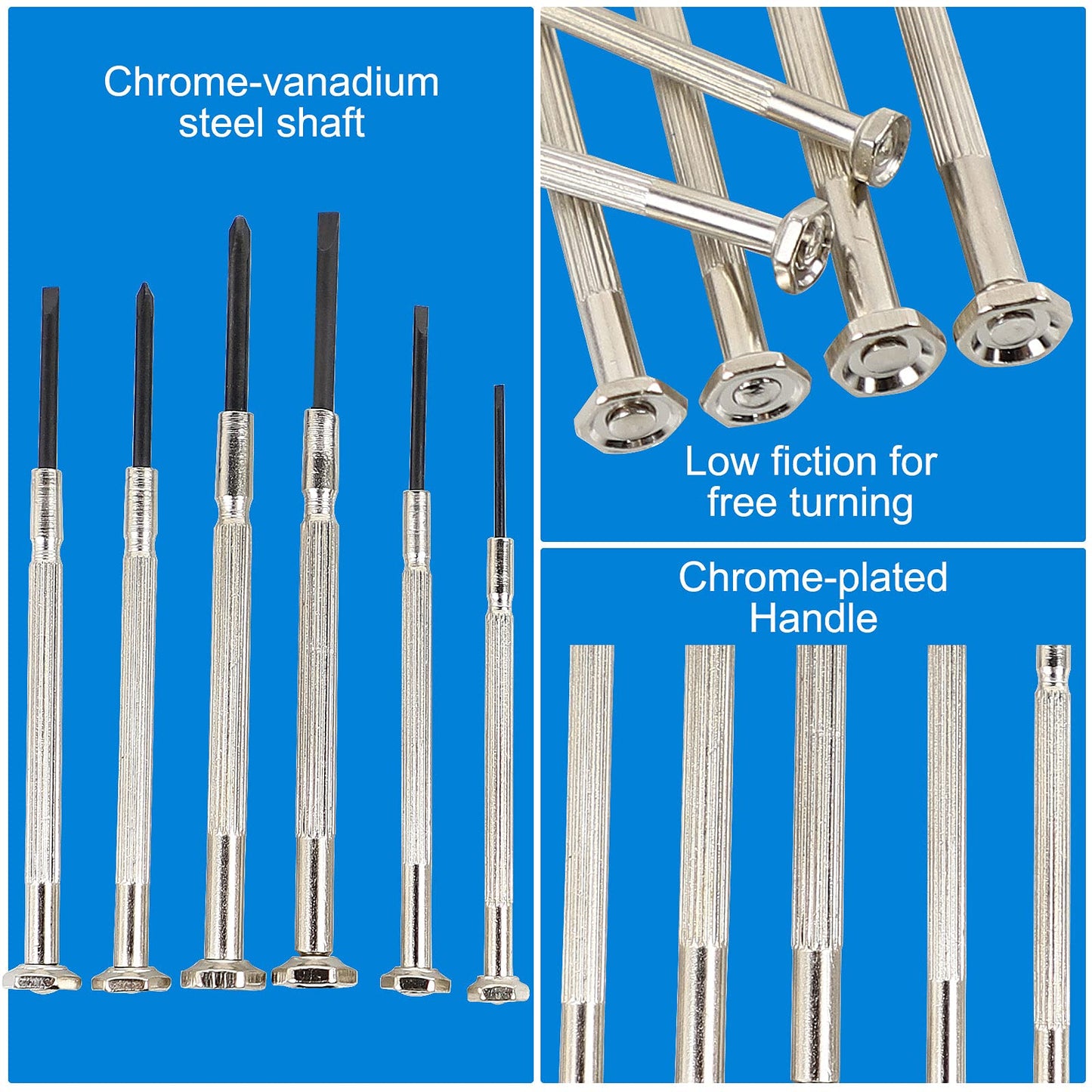 6-Piece Precision Screwdriver Set, Mini Flat & Phillips Screwdrivers for Eyeglasses, Watches & Electronic Repair