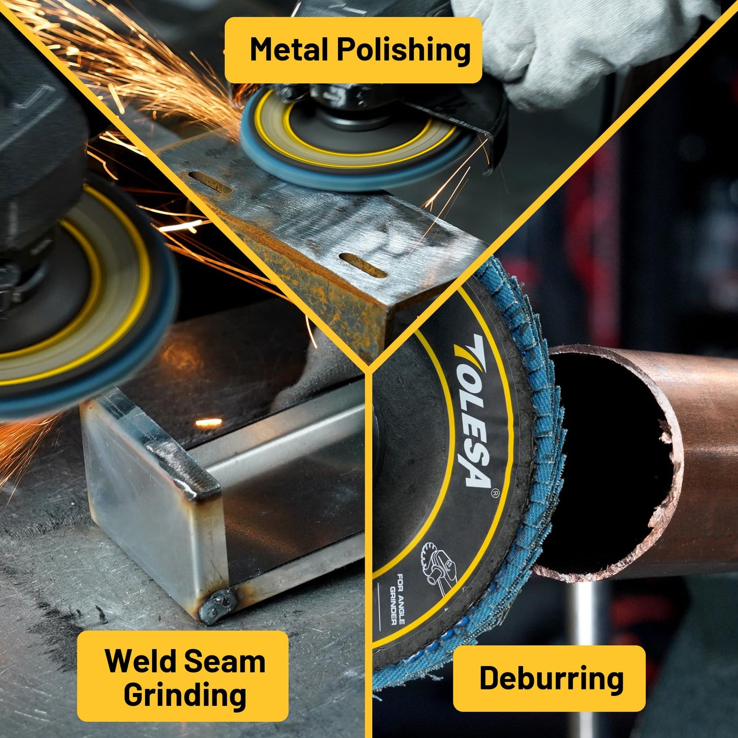 TOLESA 24-Pack 4½" Flap Discs, 40 Grit Type 29 Zirconia Grinding Wheels for Angle Grinder, Sheet Metal, Cast Iron & Stainless Steel