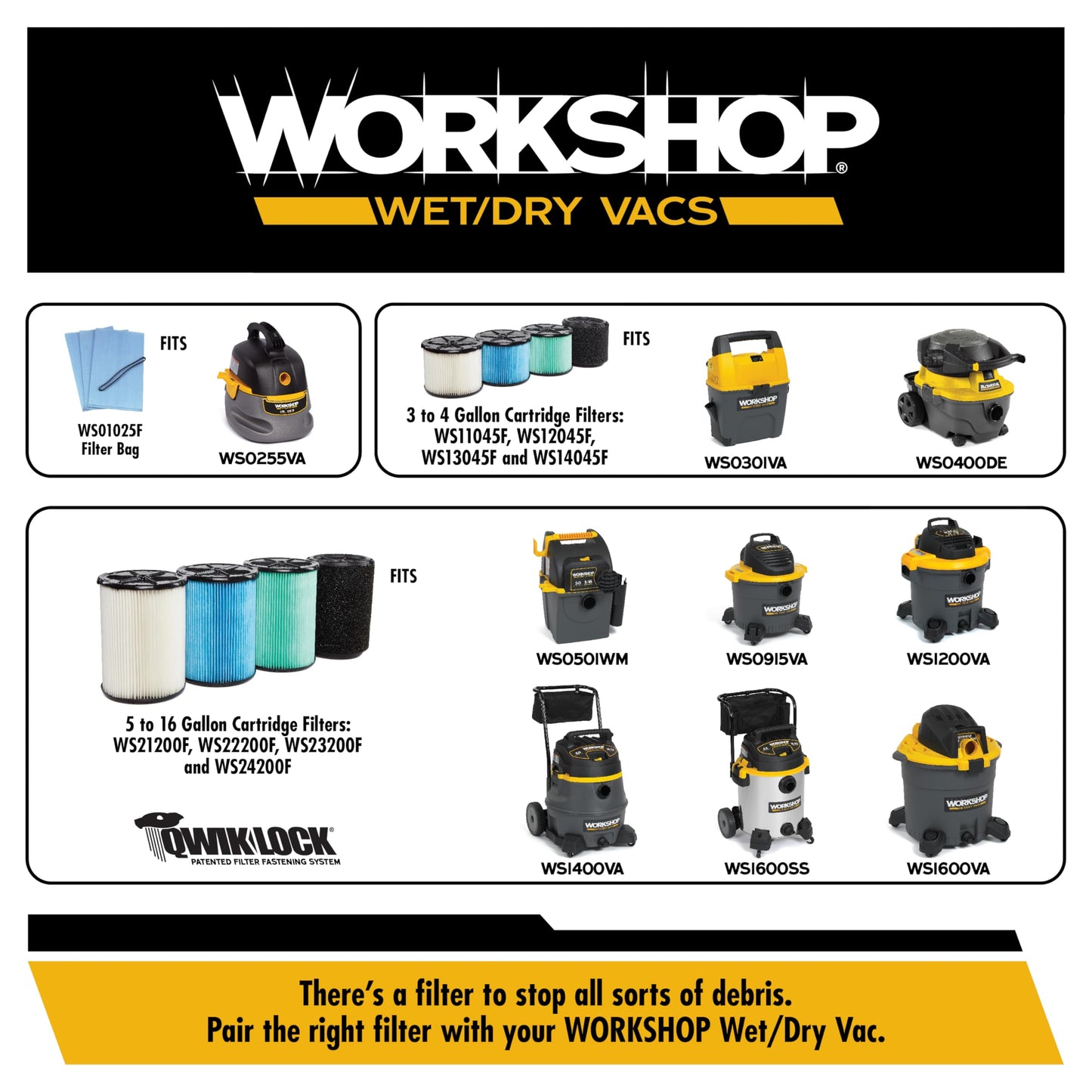 WORKSHOP Wet/Dry Vac Muffler Diffuser WS25025A, Vacuum Exhaust Attachment, Fits Most 2.5" Wet/Dry Vac Ports