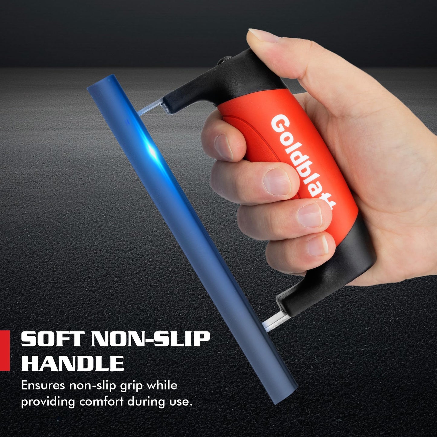 Goldblatt 6"x6" Concrete Edger, Blue High-Carbon Steel, 3/8"R 1/2"D, Durable Masonry Finishing Tool with Soft Grip & Steel Mount