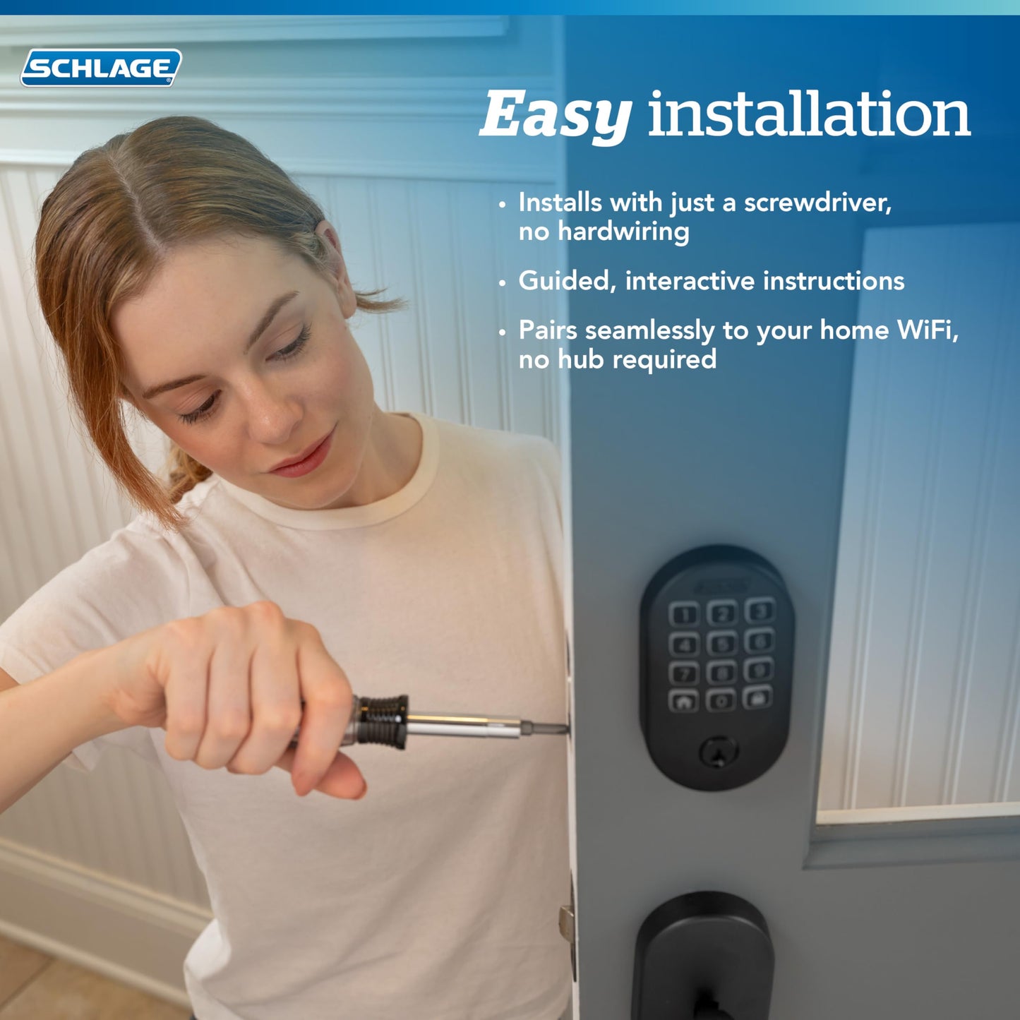 Schlage Arrive WiFi Deadbolt Smart Lock, Keyless Entry Door Lock with Century Trim, Matte Black, Compatible with Alexa and Google, BE459WB CEN 622