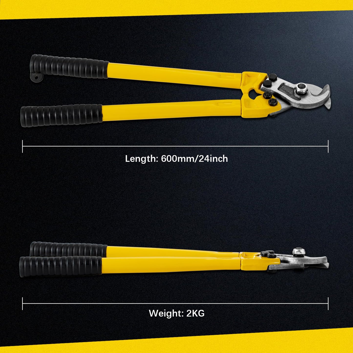 AUPREX 24" Heavy Duty Cable Cutter, Carbon Steel Wire Rope Pliers for Aluminum & Copper, Long Arm Ergonomic Labor-Saving Tool