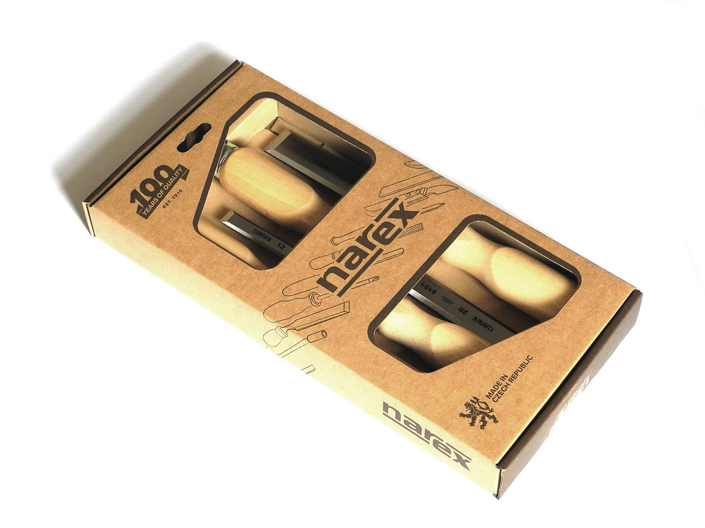 Narex Bevel Edge Chisel Set with Wooden Handles, Set of 4 pcs