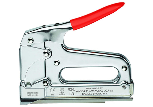 Arrow T72 Heavy Duty Cable Staple Gun, Manual Wire Stapler for Telecom, Internet & Computer Cable Installation, Uses T72 Insulated Staples
