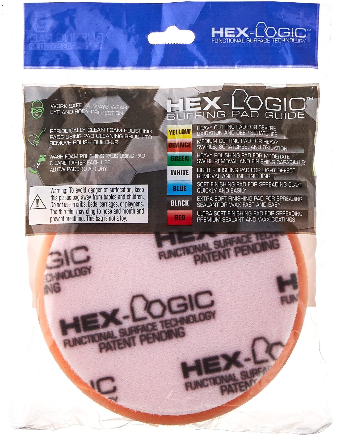 Chemical Guys BUFX_102_HEX5 Hex-Logic Medium-Heavy Cutting Pad, Orange, 5.5" Pad Made for 5" Backing Plates, 1 Pad Included