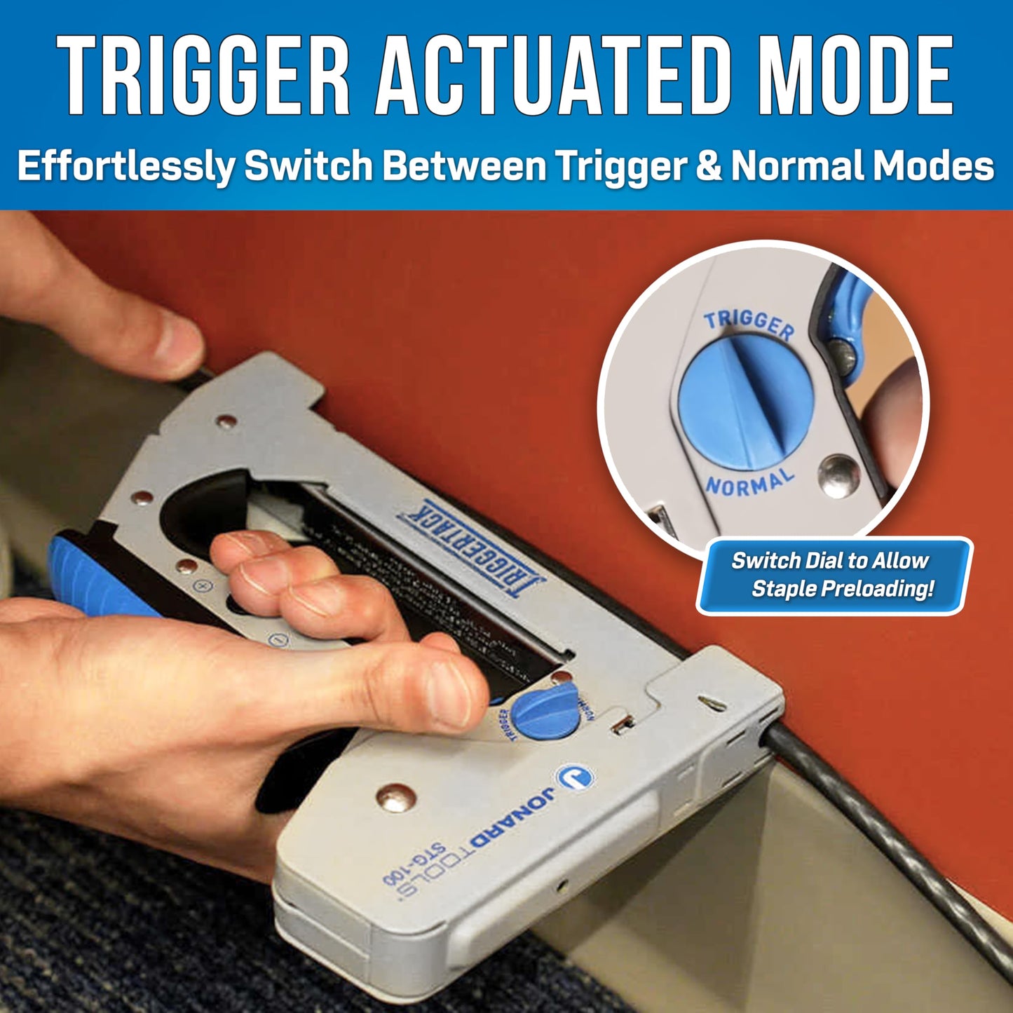 Jonard Tools STG-100 TriggerTack Insulated Cable Stapler – Ergonomic, Adjustable Depth, Fits Wires up to 5/16", Jonard & Arrow Staples