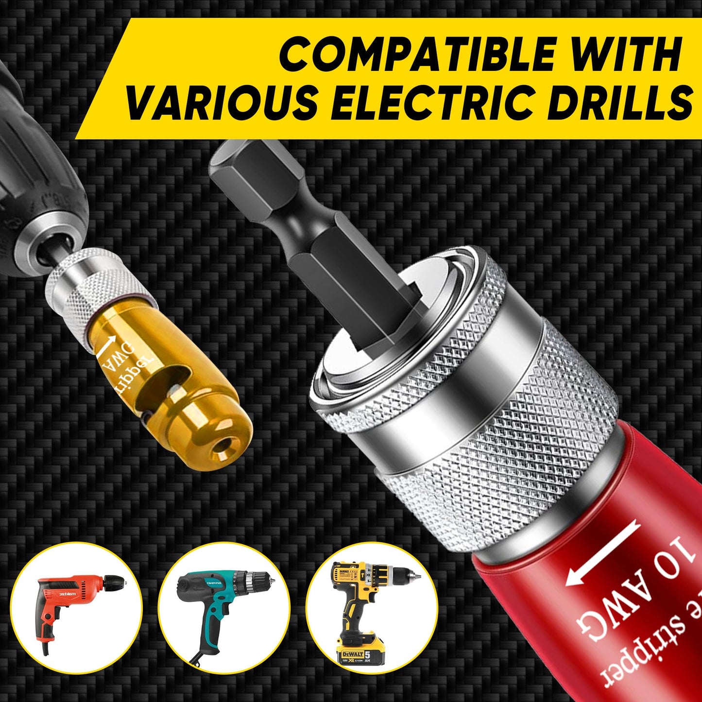 US Regulations 8-in-1 Wire Stripping & Twisting Drill Tool Set, Professional Electrician 8-Piece Wire Stripper & Connector Kit