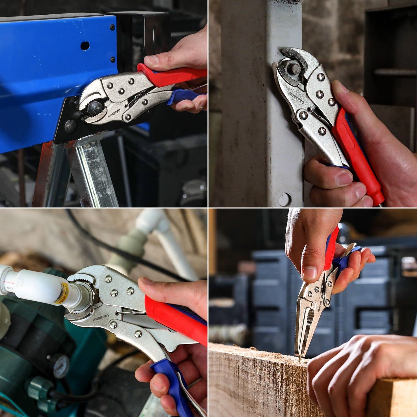 Workpro 3-piece Jaw Locking Pliers (10 Inch Curved Jaw, 7 Inch Curved Jaw, 6-1/2 Inch Straight Jaw)