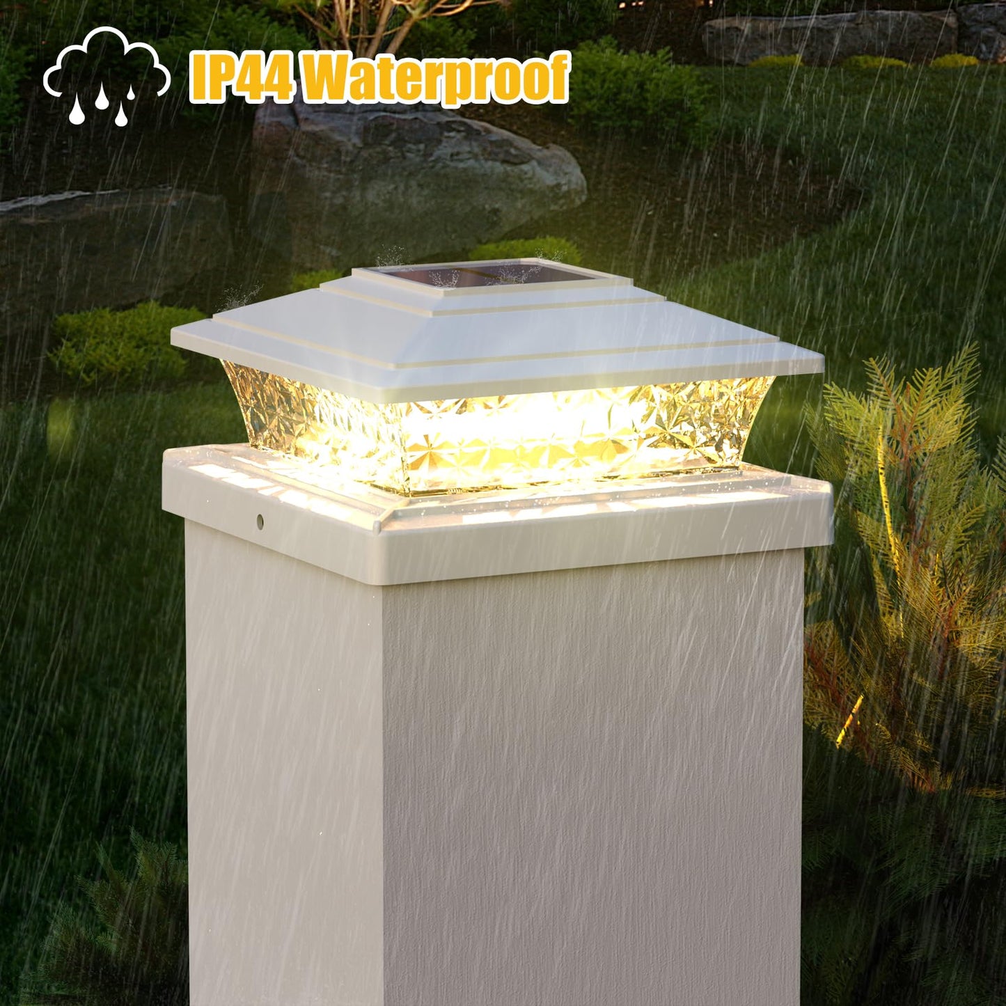 APONUO 12-Pack Solar Post Cap Lights, 16 LED, 2 Modes, Waterproof, for 4x4-6x6 Vinyl/Wood Deck, Fence, Porch (White)