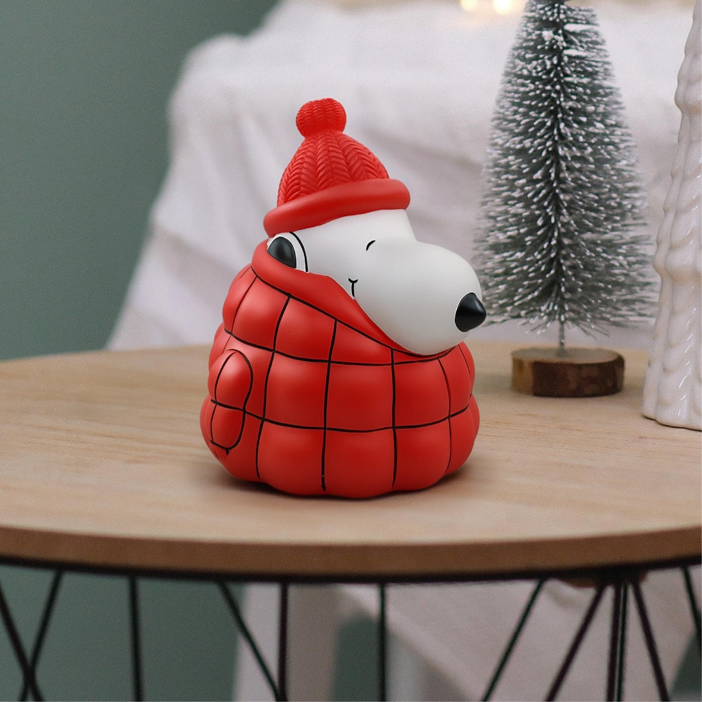 Mark Feldstein, Peanuts Snoopy Puffer Jacket LED Illuminated Resin Tabletop Light, Red, 6 Inch