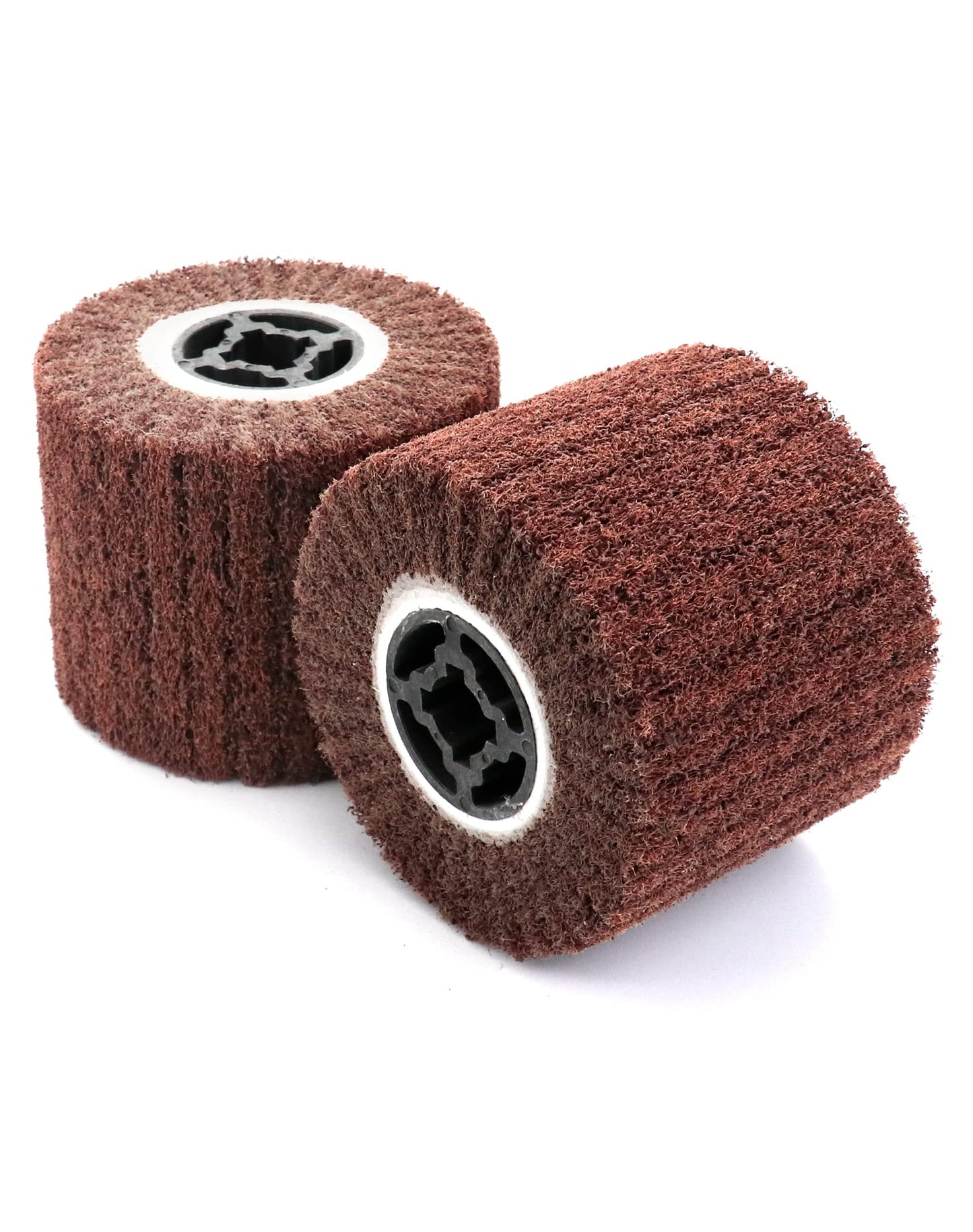 QWORK 80 Grit Non-Woven Abrasive Flap Wire Drawing Polishing Burnishing Wheel - Premium 2-Pack Ideal for Metal Surface Treatment, 120x100mm Size