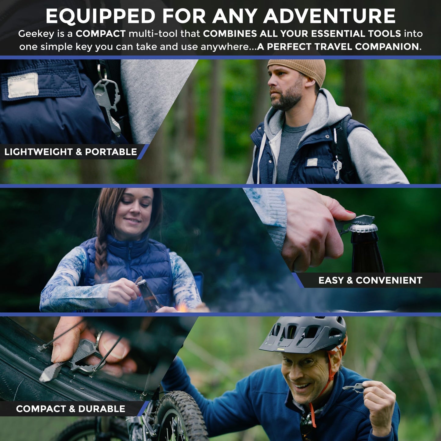 Geekey 16-in-1 Keychain Multitool – EDC Bottle Opener, Screwdriver, Wrench & Box Cutter for Travel, Outdoor & Everyday Use, TSA Safe