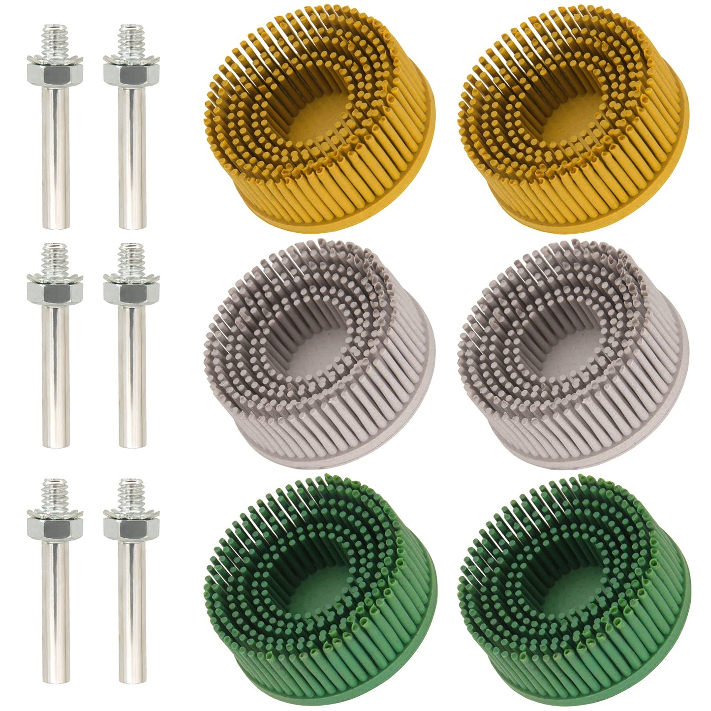 2 Inch Bristle Disc,6 Pieces Bristle Disc Grade - 120# 80# 50# Grit Abrasive Coating Removal Disc for Metal with 1/4 Inch Shank Attachment